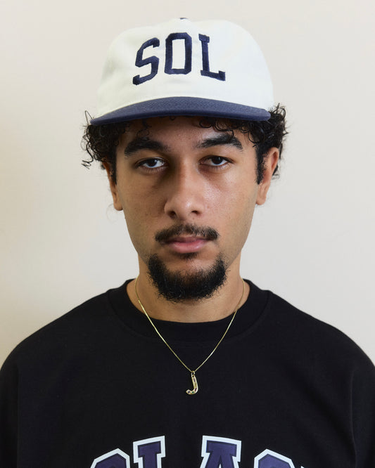 Varsity SOL 5 Panel Cap - Ivory/Midnight Navy