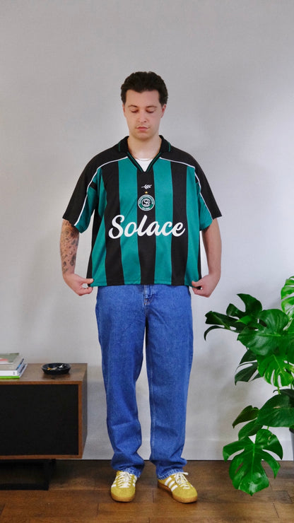 Solace FC Oversized Boxy Football Shirt - Black/Forest Green