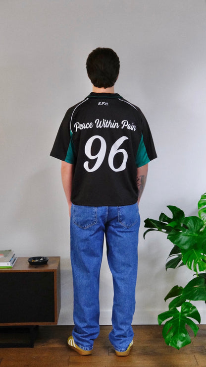 Solace FC Oversized Boxy Football Shirt - Black/Forest Green