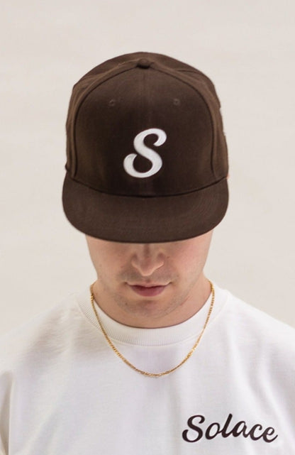 Initial Logo 6 Panel Snapback Cap - Chocolate Brown/Ivory