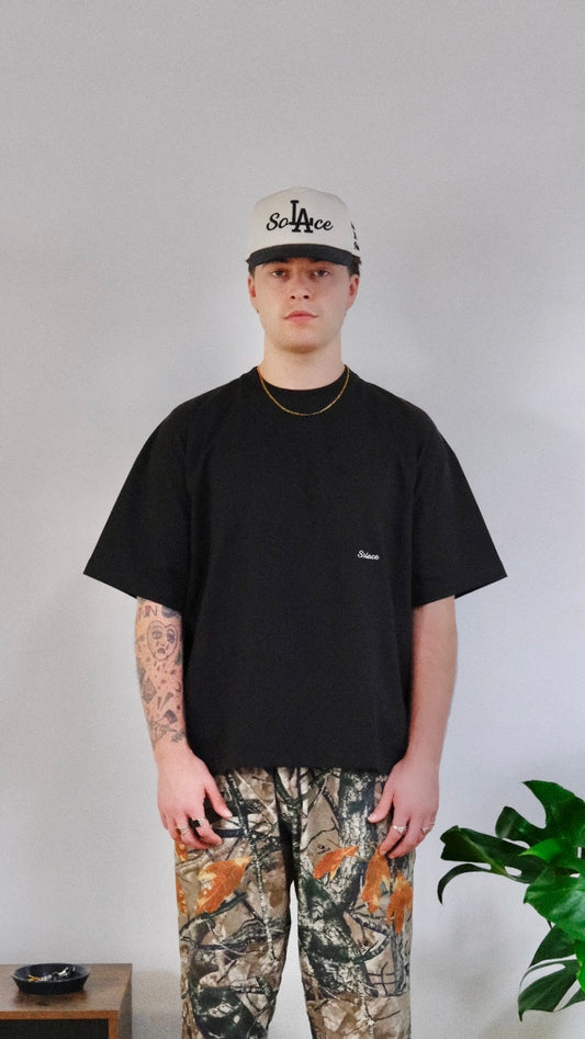 Heavyweight Oversized Boxy Mini Logo T-Shirt - Onyx Black/Ivory