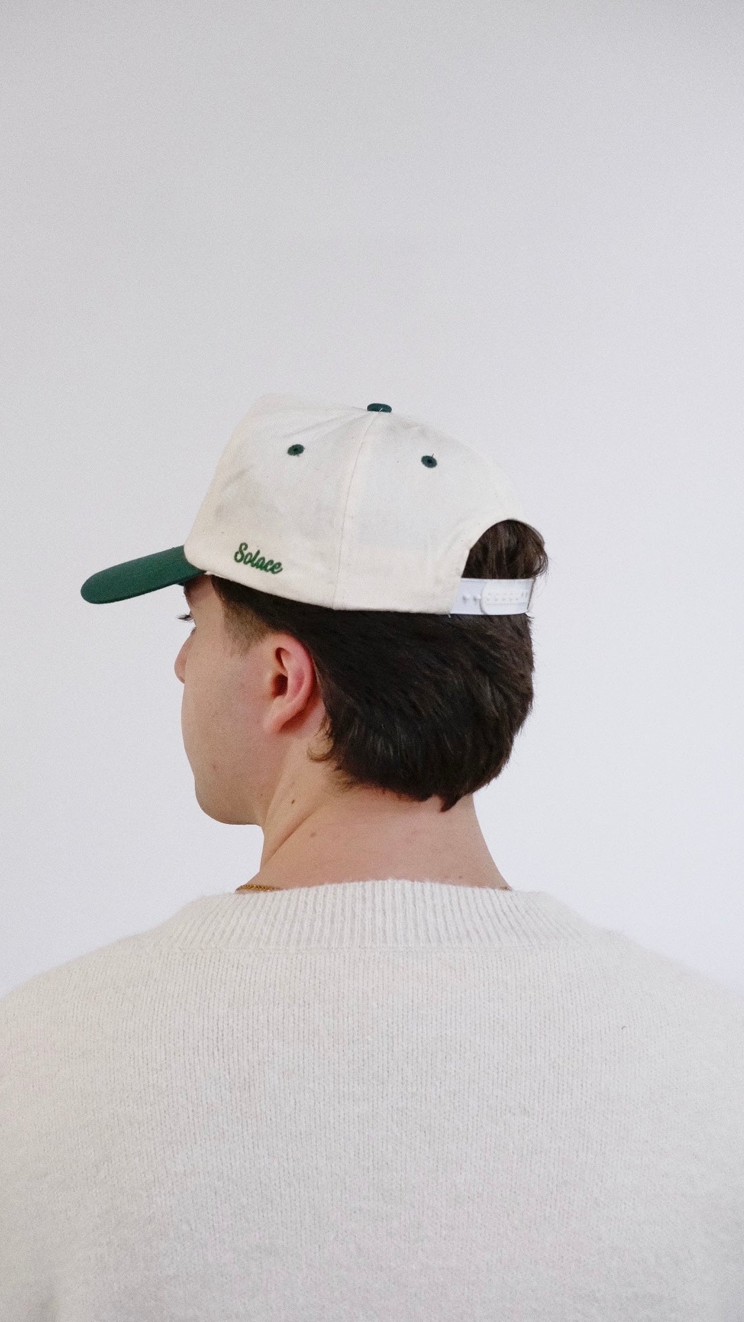 Peace Leaf 5 Panel Baseball Cap - Ivory/Forest Green