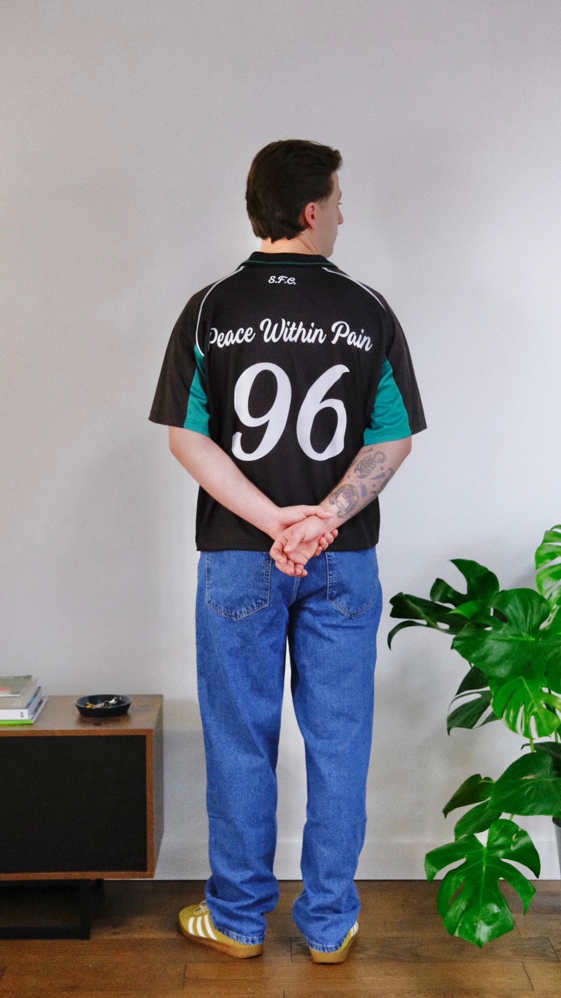 Solace FC Oversized Boxy Football Shirt - Black/Forest Green