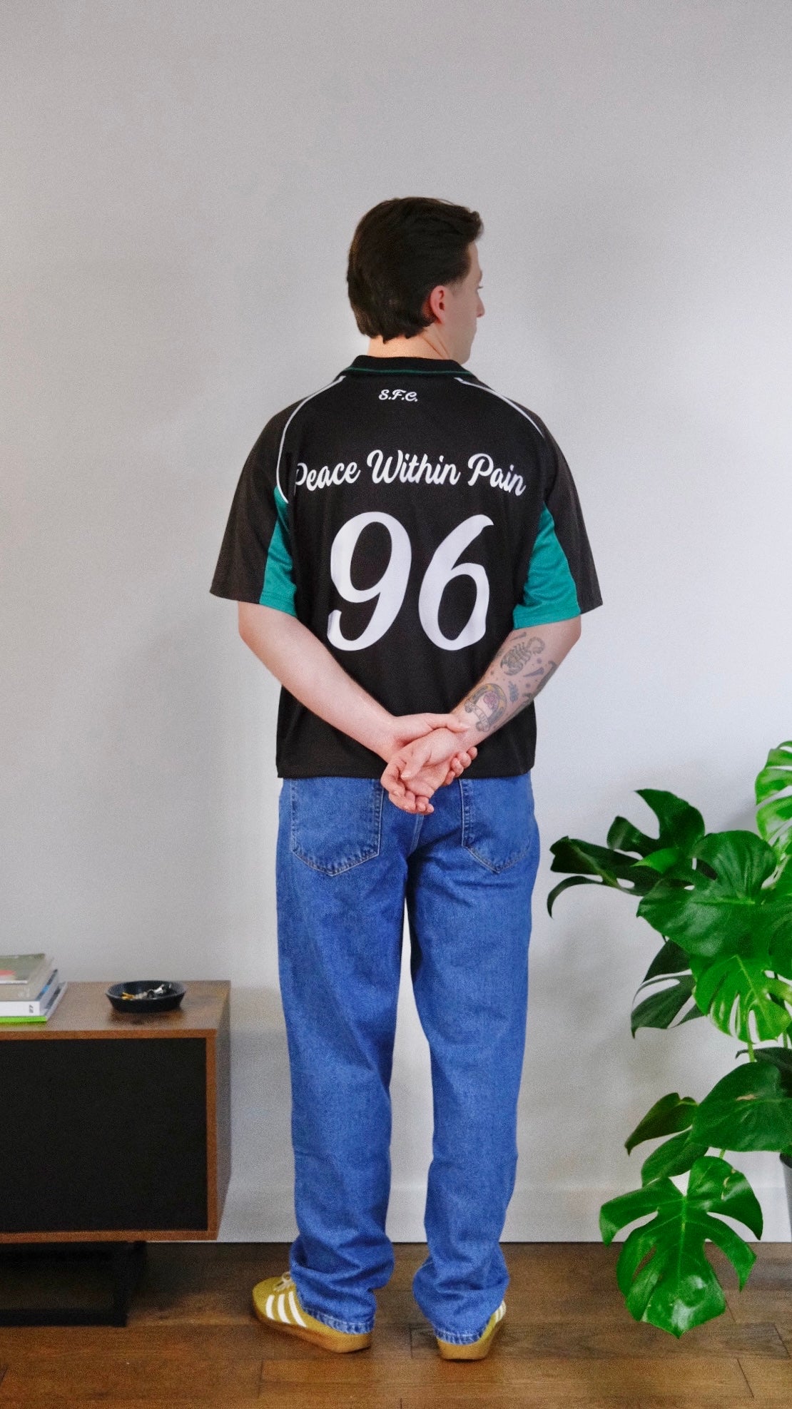 Solace FC Oversized Boxy Football Shirt - Black/Forest Green