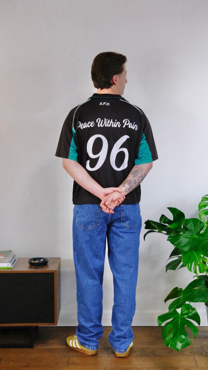 Solace FC Oversized Boxy Football Shirt - Black/Forest Green