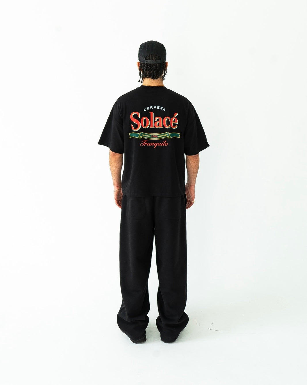 Oversized Boxy Cerveza T-Shirt - Black/Rose Red