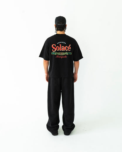 Oversized Boxy Cerveza T-Shirt - Black/Rose Red