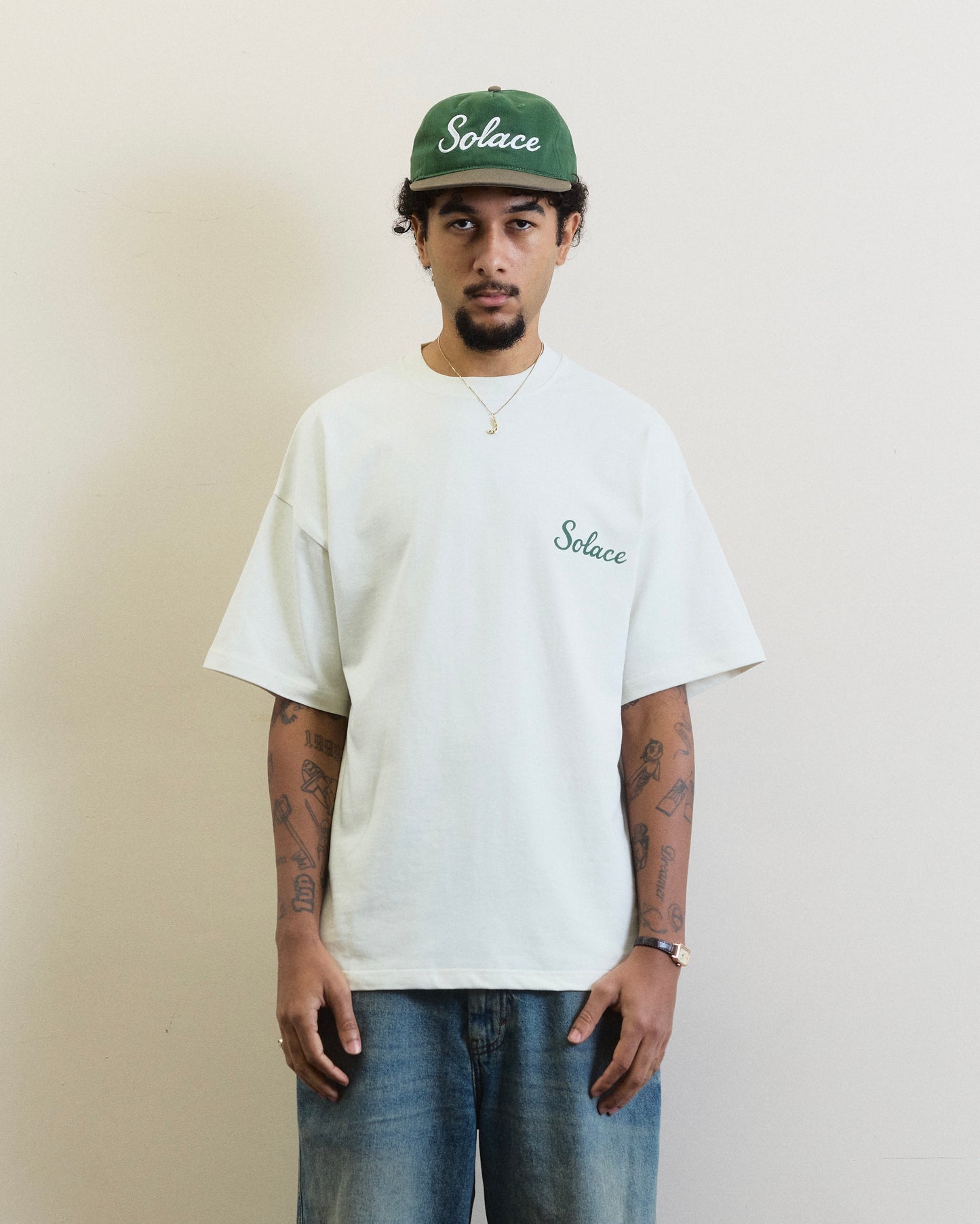 Primo Graphic T-Shirt - Vintage White/Forest Green