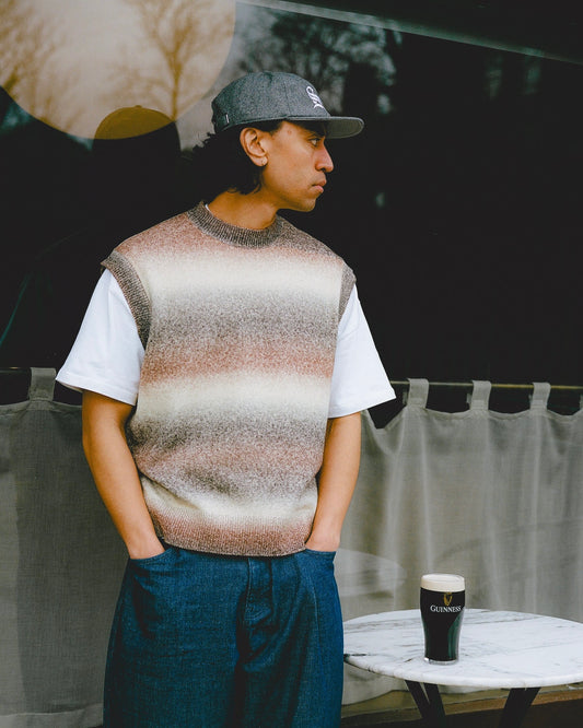 Ombre Knit Crew Vest - Iron Rust