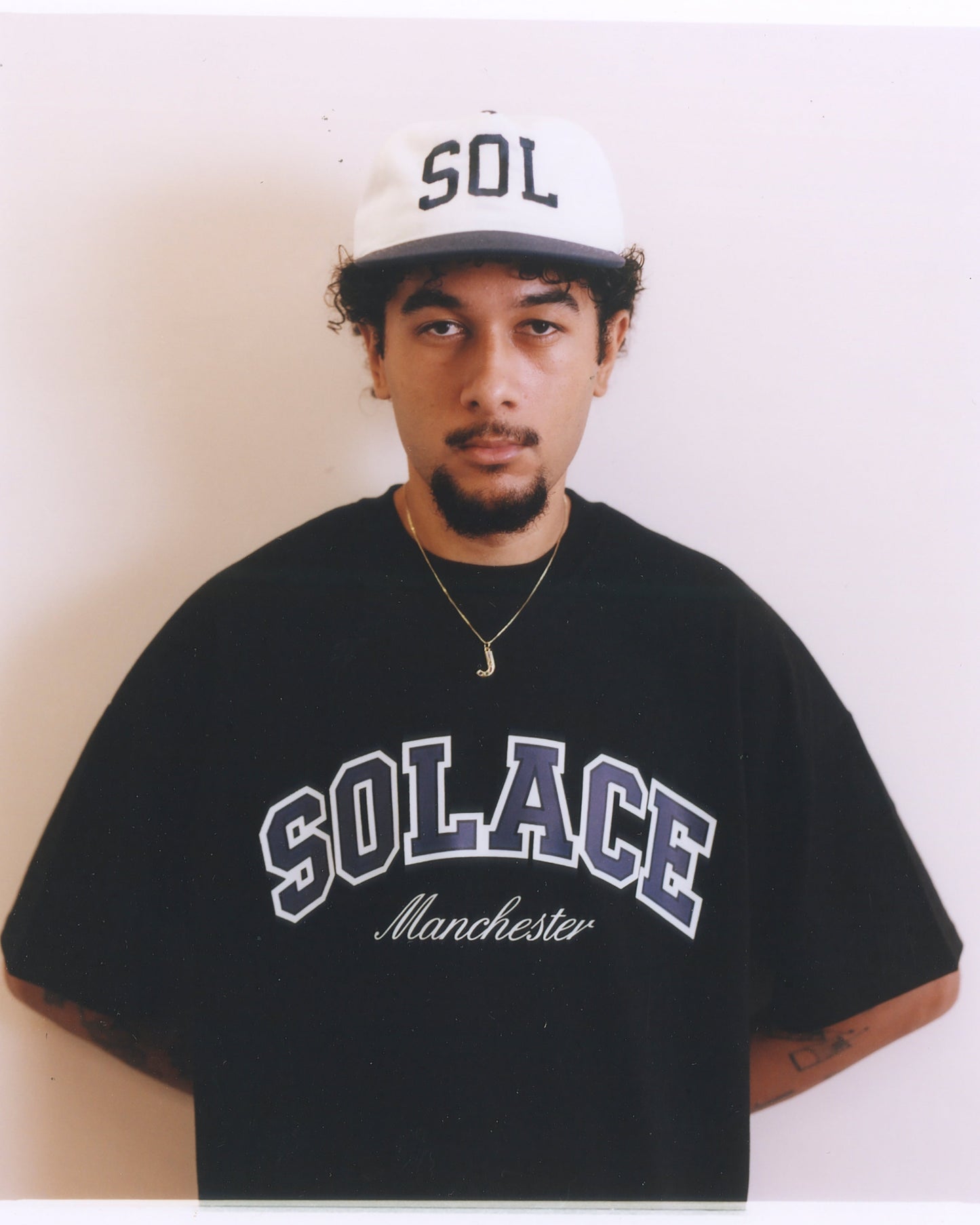 Varsity SOL 5 Panel Cap - Ivory/Midnight Navy