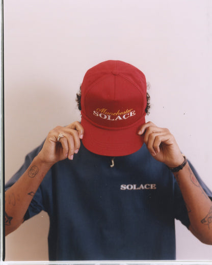 Royal Logo 5 Panel Cap - Rose Red/Antique Gold