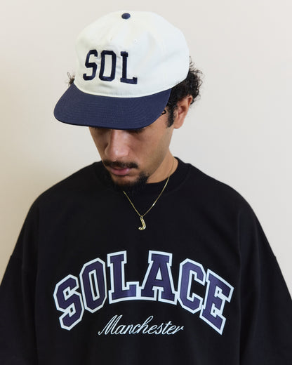 Varsity SOL 5 Panel Cap - Ivory/Midnight Navy