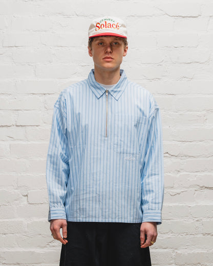 Striped Half Zip Collar Shirt - Carolina/Sky Blue
