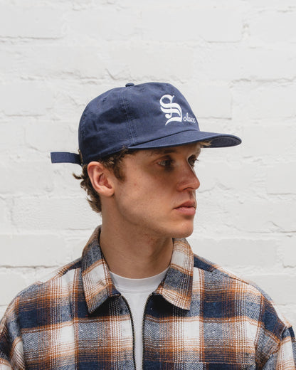 Old English 5 Panel Baseball Cap - Midnight Navy/Ivory