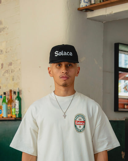 Lager Logo 5 Panel Baseball Cap - Carbon Black/Ivory