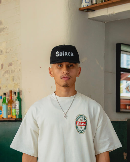 Lager Logo 5 Panel Baseball Cap - Carbon Black/Ivory