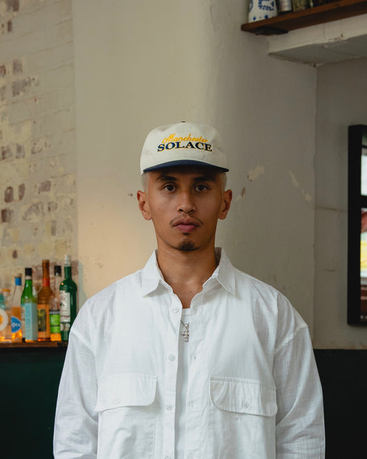 Royal Logo 5 Panel Baseball Cap - Ivory/Midnight Navy