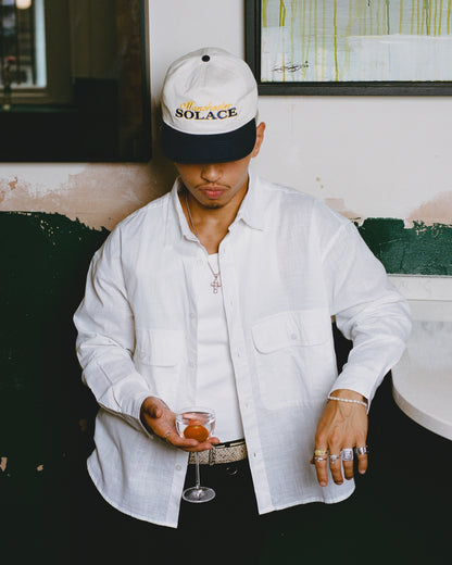 Royal Logo 5 Panel Baseball Cap - Ivory/Midnight Navy