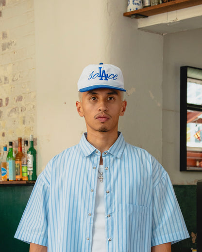 Corduroy soLAce 5 Panel Baseball Cap - Ivory/Dodger Blue