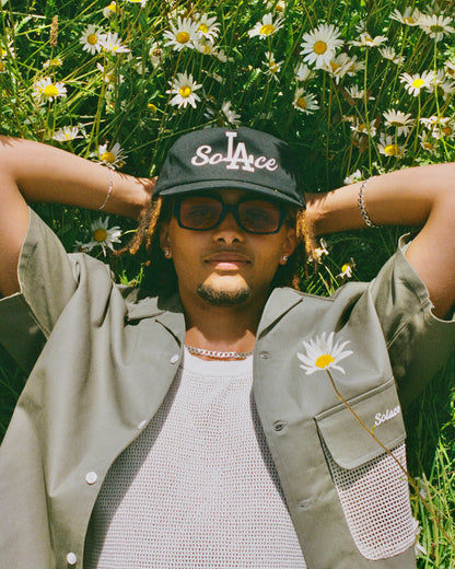 California Blackout 5 Panel Baseball Cap - Black/Ivory