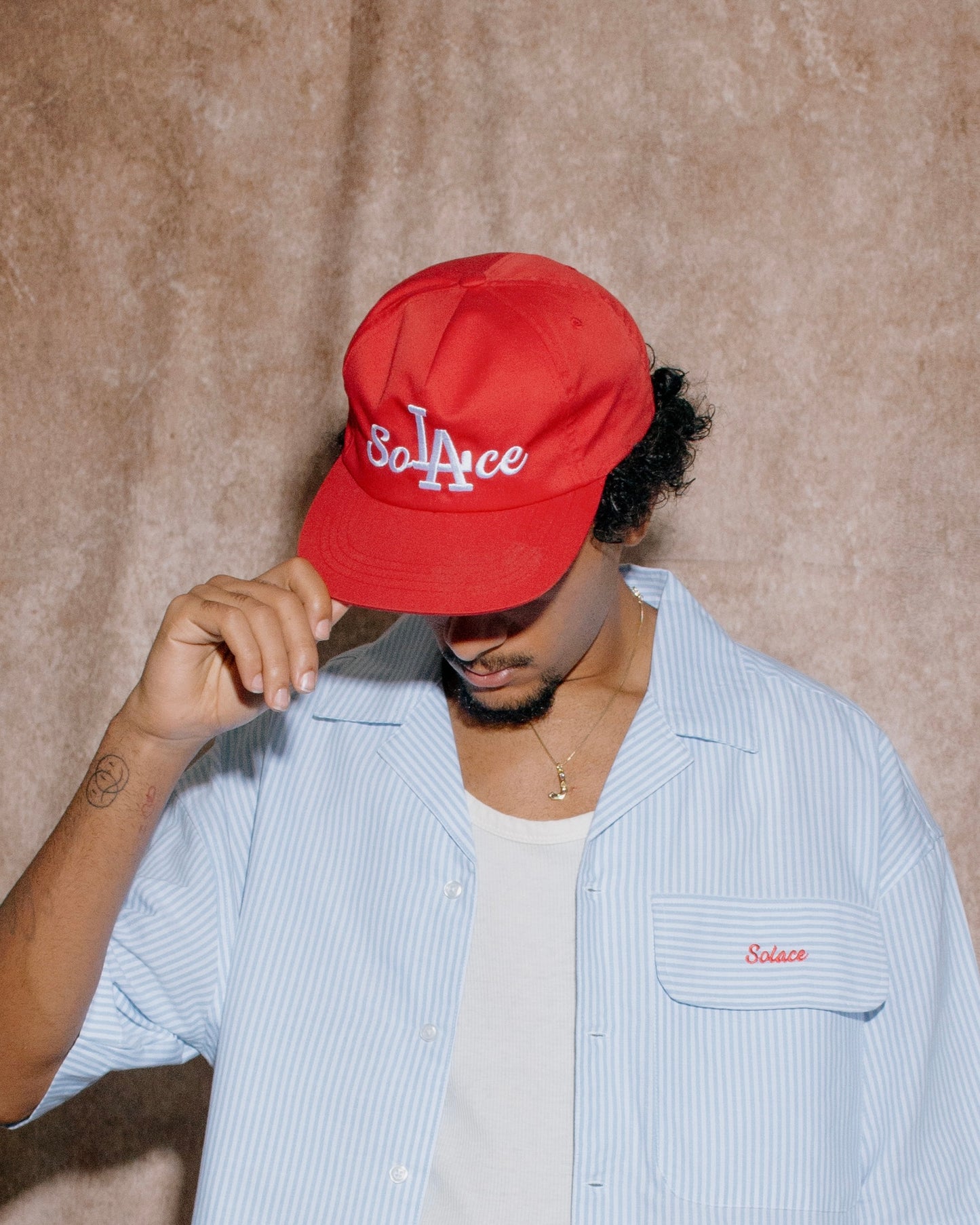 California Solaire 5 Panel Baseball Cap - Rose Red/Ivory