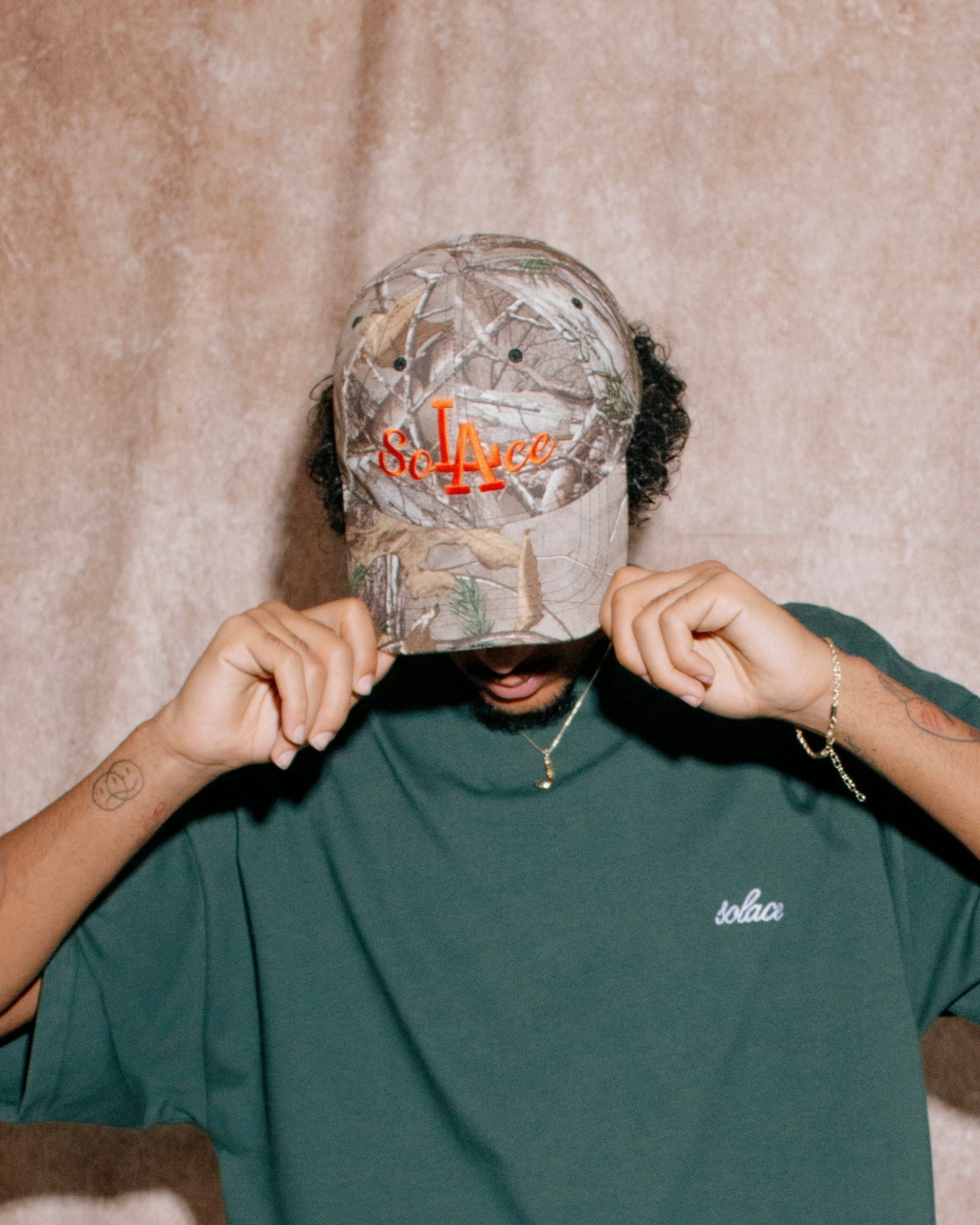 California Camo 6 Panel Baseball Cap - Tree Camo/Solar Orange