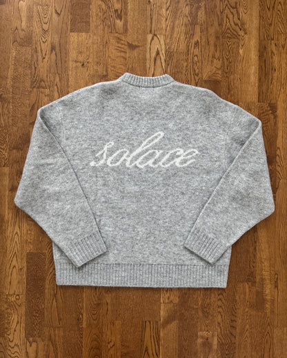 Intarsia Logo Knit Crew Jumper - Cloud Grey
