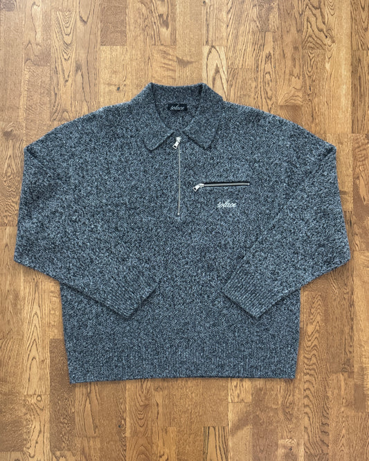 Half Zip Pocket Knit Polo Jumper - TV Static
