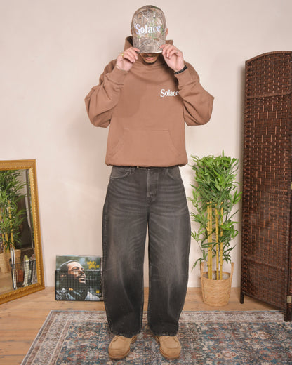 Heavyweight Oversized Boxy Tranquilo Hoodie - Cinnamon Brown/Ivory