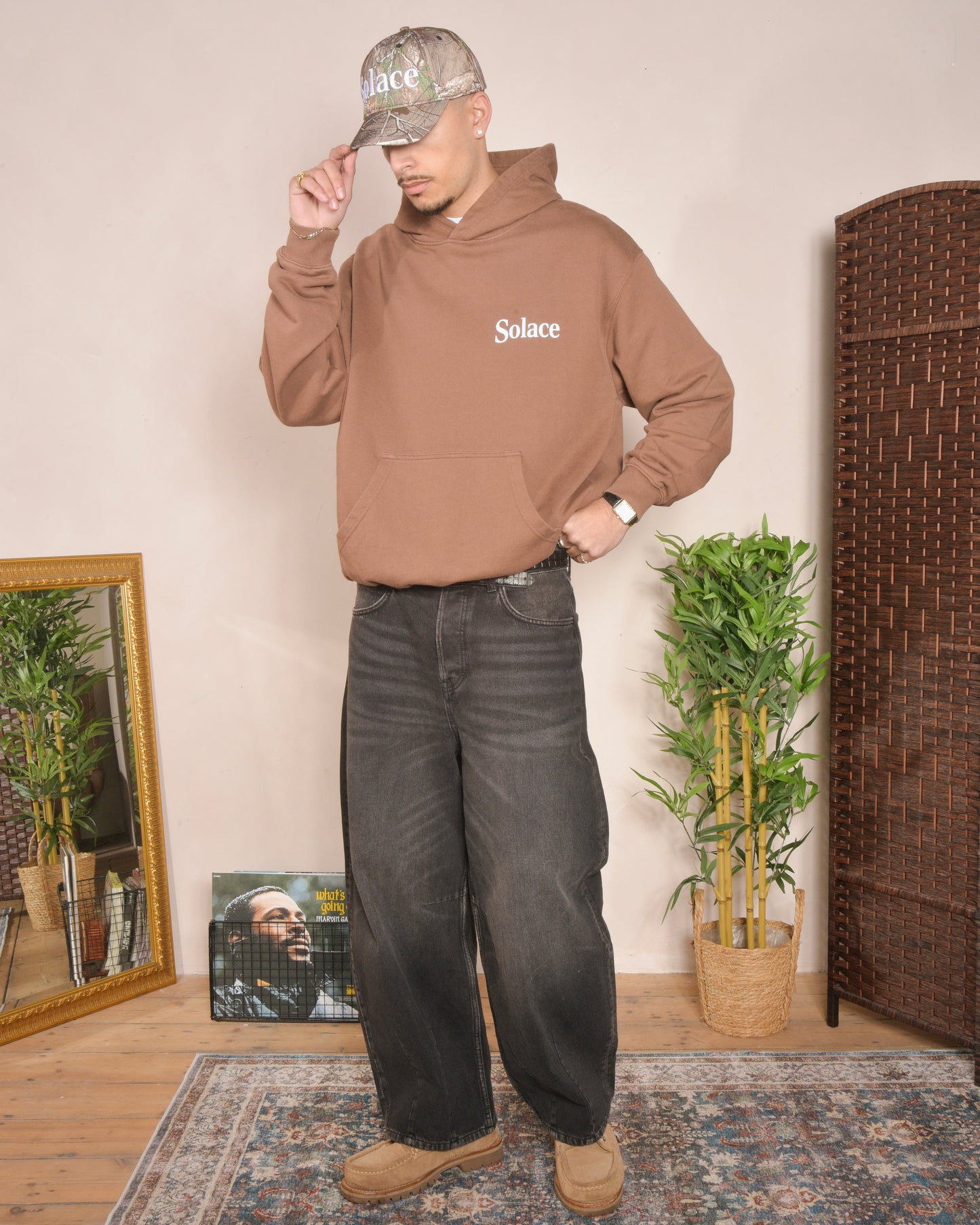 Heavyweight Oversized Boxy Tranquilo Hoodie - Cinnamon Brown/Ivory