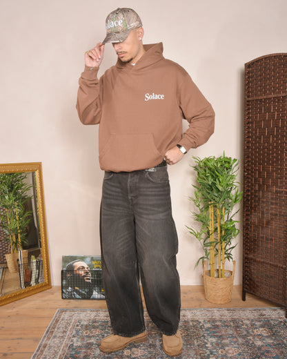 Heavyweight Oversized Boxy Tranquilo Hoodie - Cinnamon Brown/Ivory