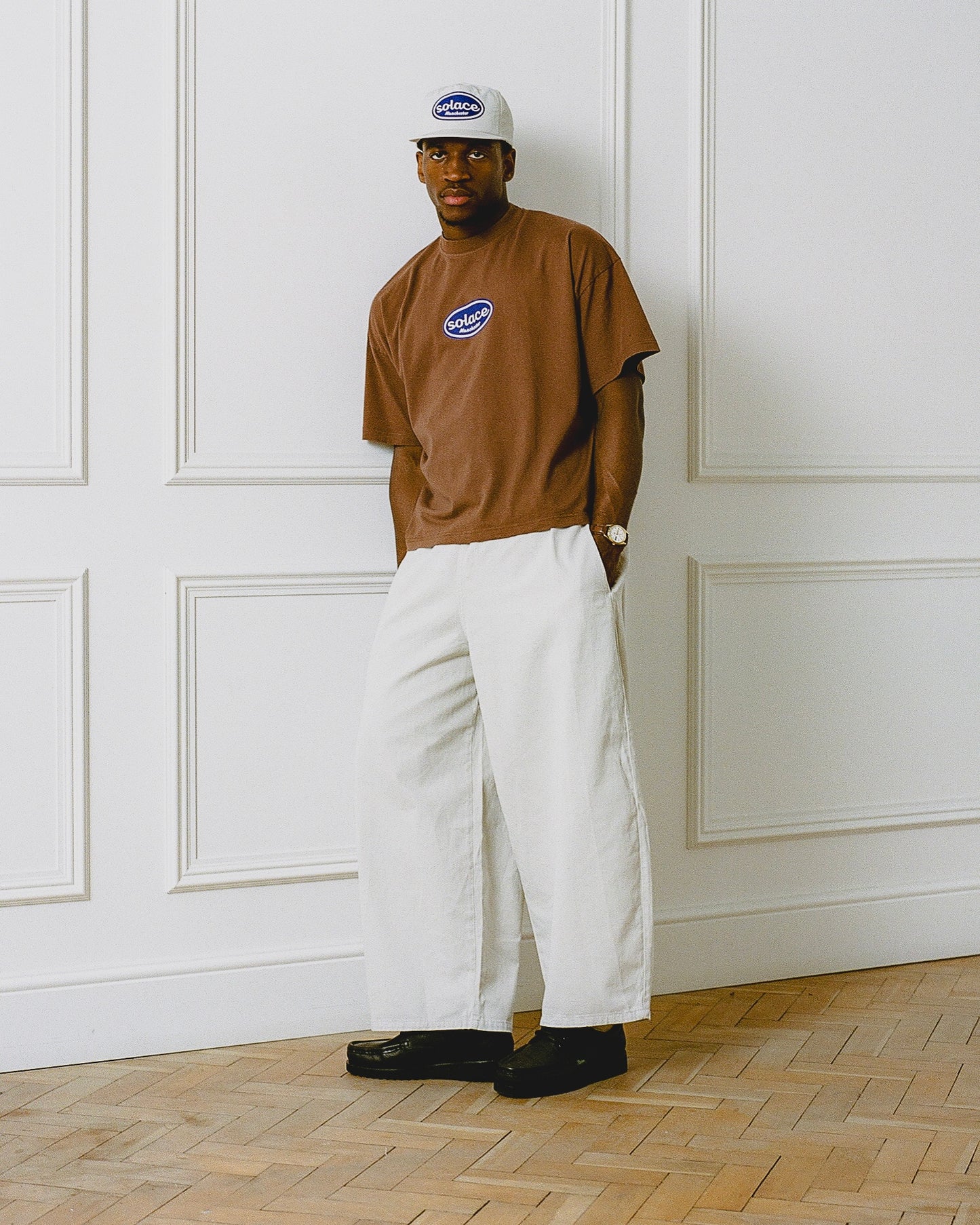 Sticker Logo T-Shirt - Cinnamon Brown/Cobalt Blue