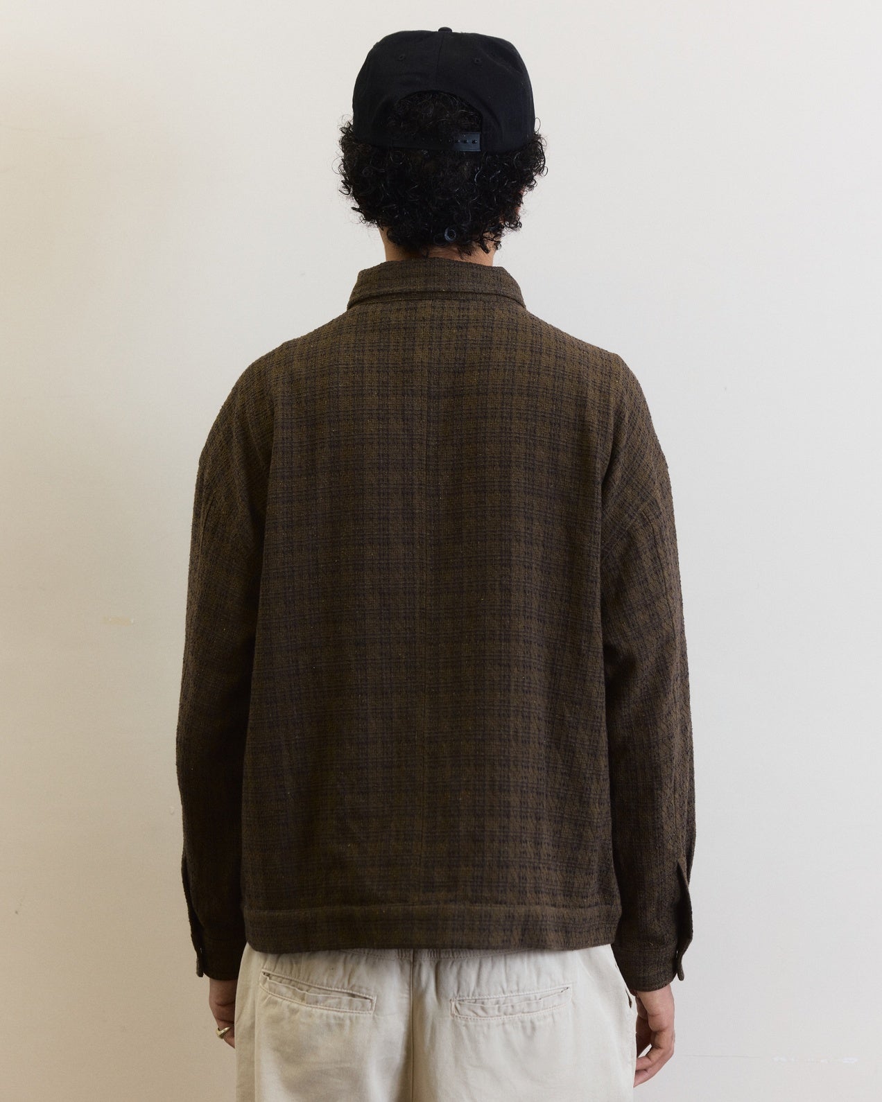 Check Boucle Zip Work Jacket - Mocha Brown/Ivory