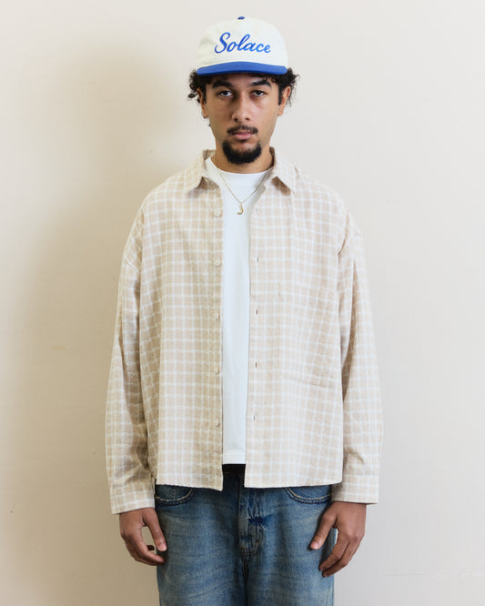 Crosshatch Check Flannel Button Shirt - Butter Beige/Ivory