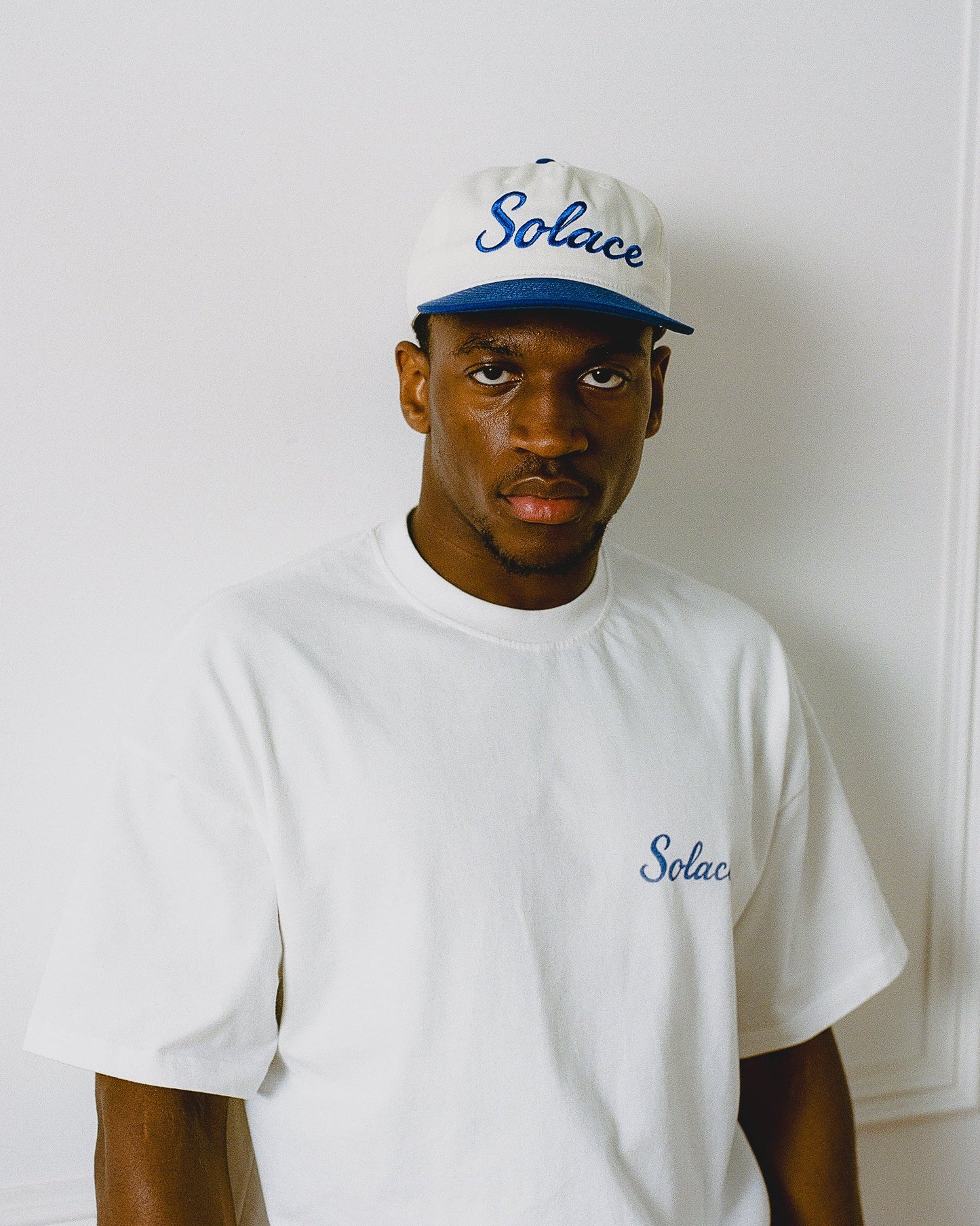 Piatto Logo 5 Panel Baseball Cap - Ivory/Ocean Blue