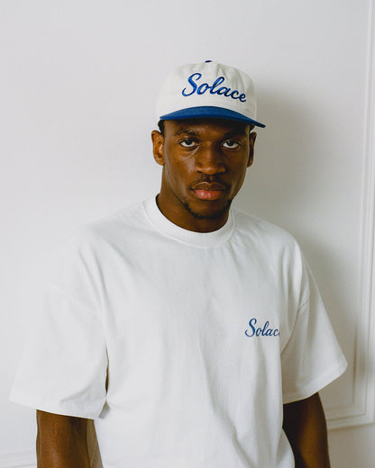 Piatto Logo 5 Panel Baseball Cap - Ivory/Ocean Blue