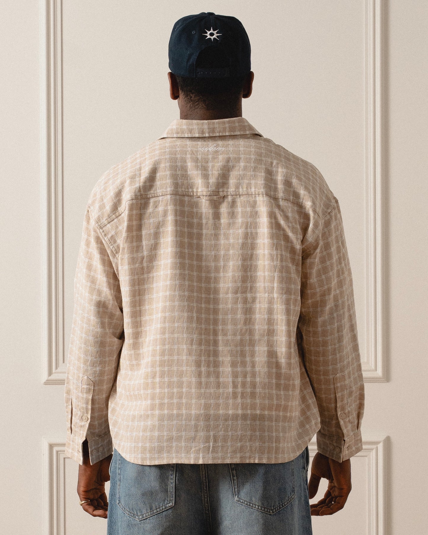 Crosshatch Check Flannel Button Shirt - Butter Beige/Ivory
