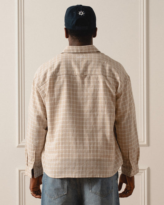 Crosshatch Check Flannel Button Shirt - Butter Beige/Ivory