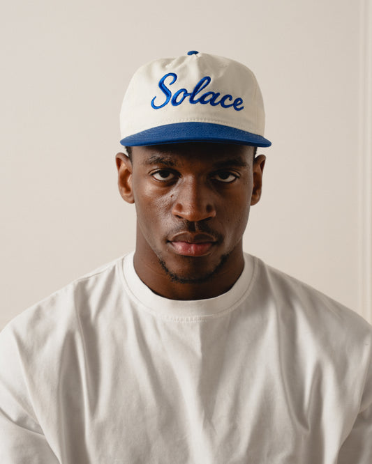 Piatto Logo 5 Panel Baseball Cap - Ivory/Ocean Blue