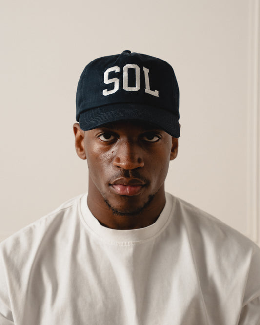 Varsity SOL 5 Panel Baseball Cap - Midnight Navy/Ivory