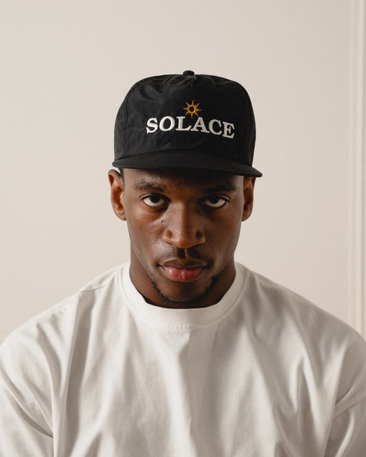 Solaire Logo 5 Panel Baseball Cap - Onyx Black/Ivory
