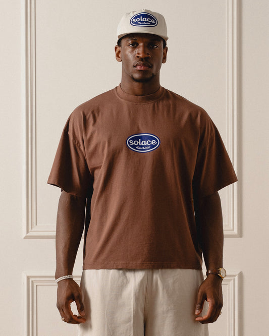 Sticker Logo T-Shirt - Cinnamon Brown/Cobalt Blue