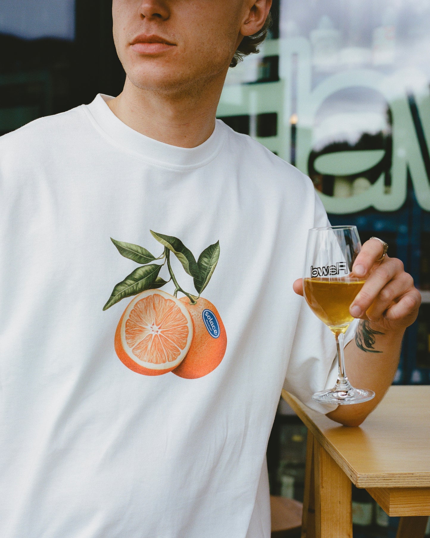 "Naranja" Logo T-Shirt - Ivory/Citrus Orange